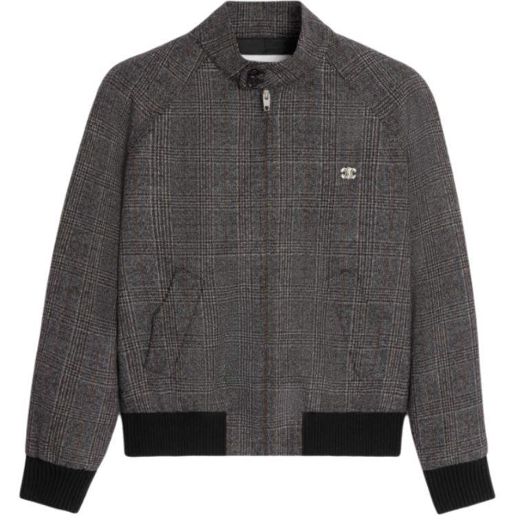 CELINE Triomphe Blouson Jacket In Prince Of Wales Wool