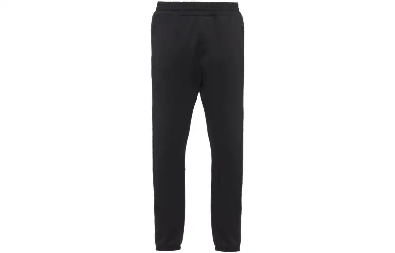 PRADA Knitted Sweatpants Men's Black Moderate Cuffed Pants