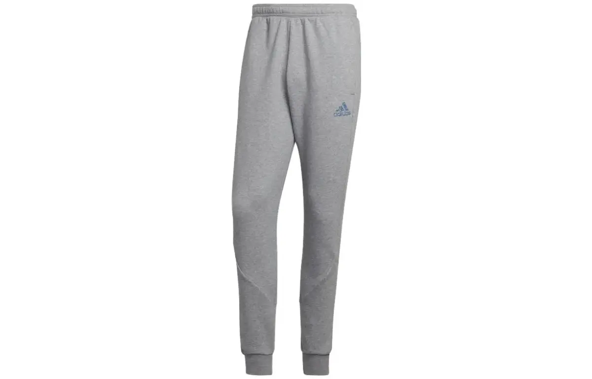 Adidas Knitted Sweatpants Men's Gray Moderate Cuffed Pants