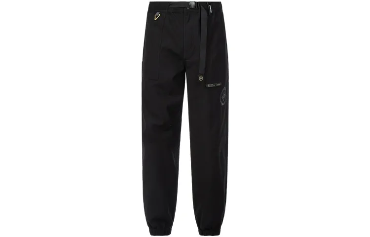 EVISU Knitted Sweatpants Men's Black Moderate Cuffed Pants