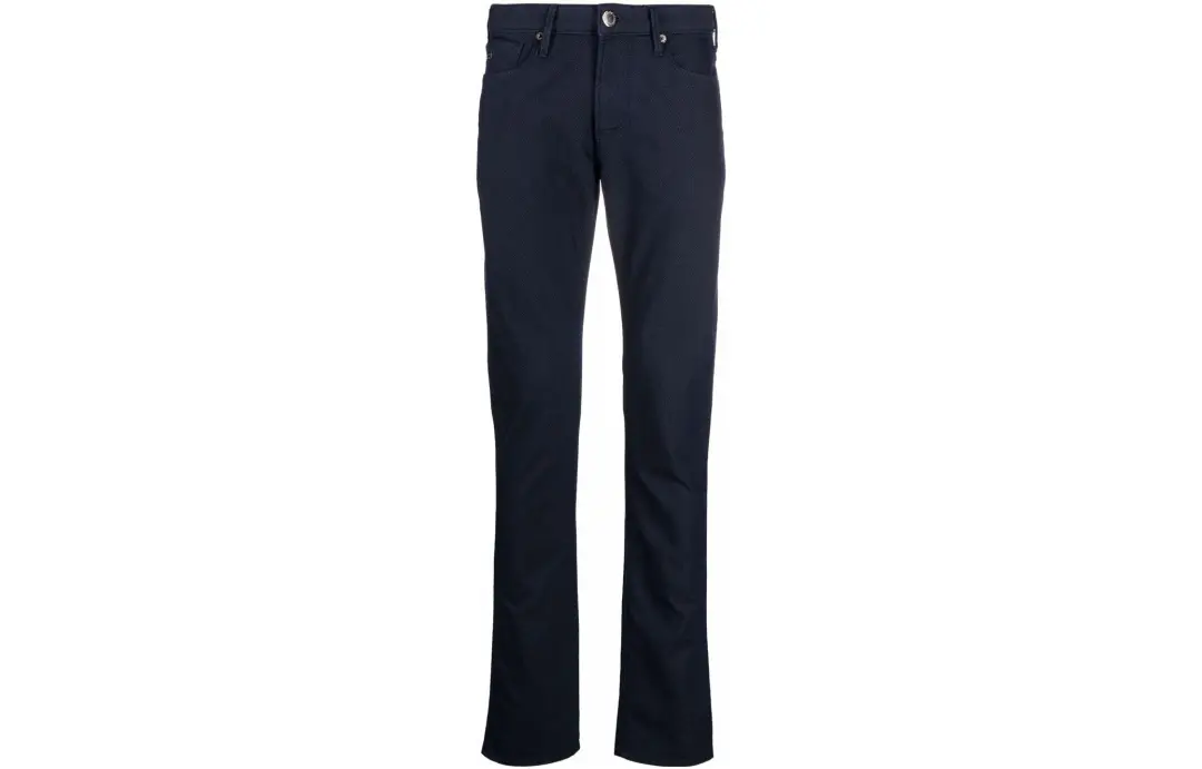 EMPORIO ARMANI Logo Plaque Straight Leg Slim Cut Trousers