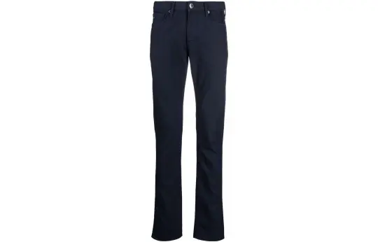 EMPORIO ARMANI Logo Plaque Straight Leg Slim Cut Trousers