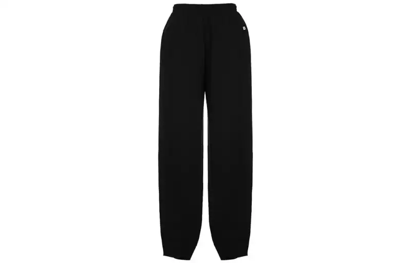 Balenciaga Knitted Sweatpants Men's Black Moderate Cuffed Pants
