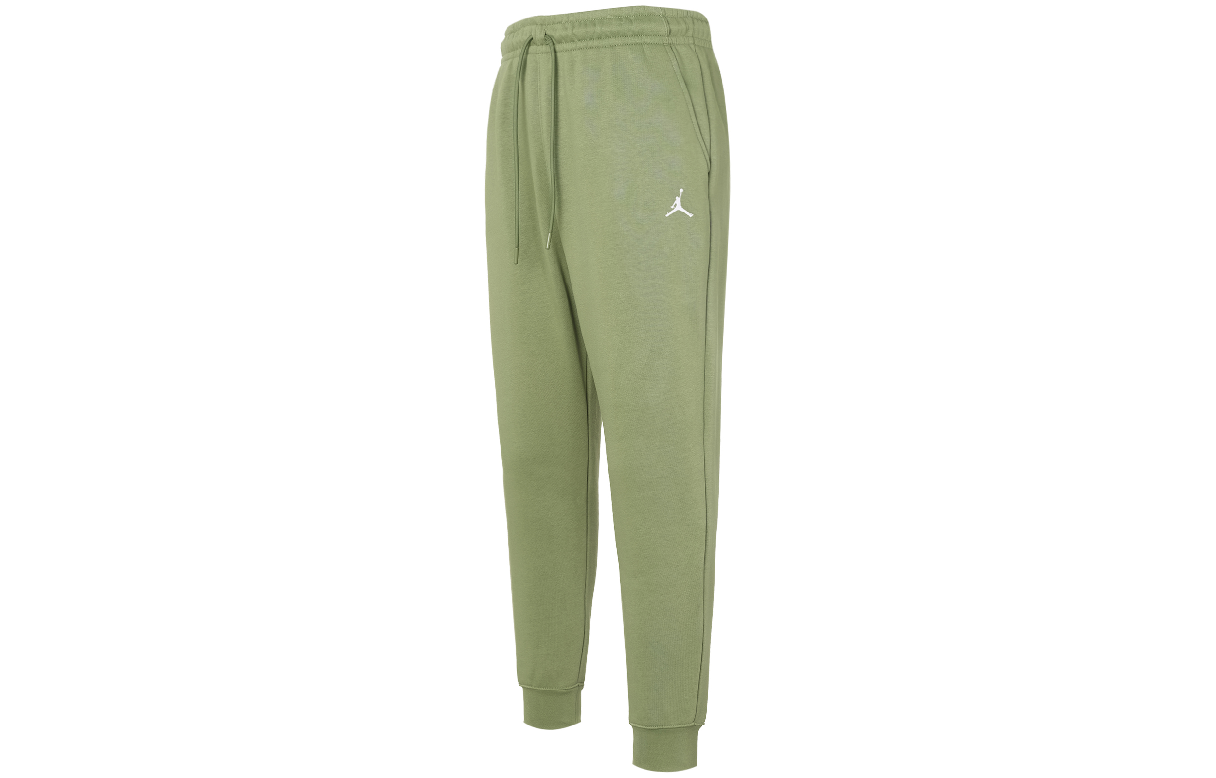 Jordan Essentials Solid Color Lace Up Casual Elastic Cuff Fleece Lined Knitted Sweatpants Men's Light Olive Yellow