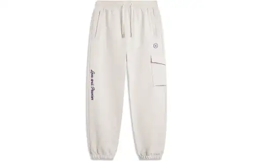 Li Ning Basketball Collection Wade Christmas Collection, Thermal Fleece Lined Loose Fit Elastic Cuff Knitted Sweatpants