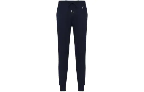 PRADA Knitted Sweatpants Men's Blue Moderate Cuffed Pants