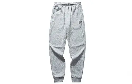 ANTA Knitted Sweatpants Men's Gray Thickened Cuffed Pants
