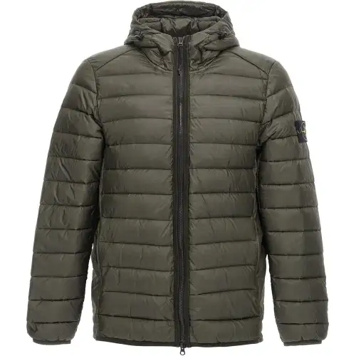 STONE ISLAND Logo Patch Hooded Zip Up Jacket