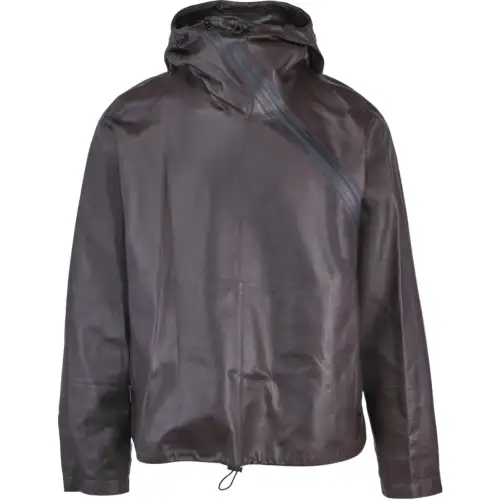 Bottega Veneta Leather Jacket Men's Brown Black