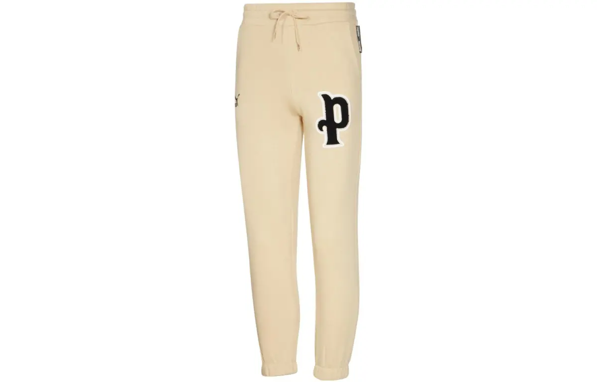 PUMA Letter Towel Embroidered Plush Thickened Elastic Cuff Knitted Sweatpants Men's Pebble Pattern