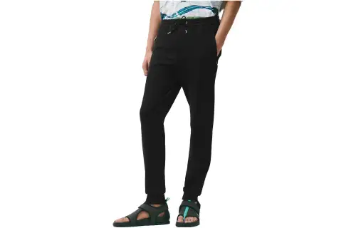 HERMES Knitted Sweatpants Men's Black Moderate Cuffed Pants