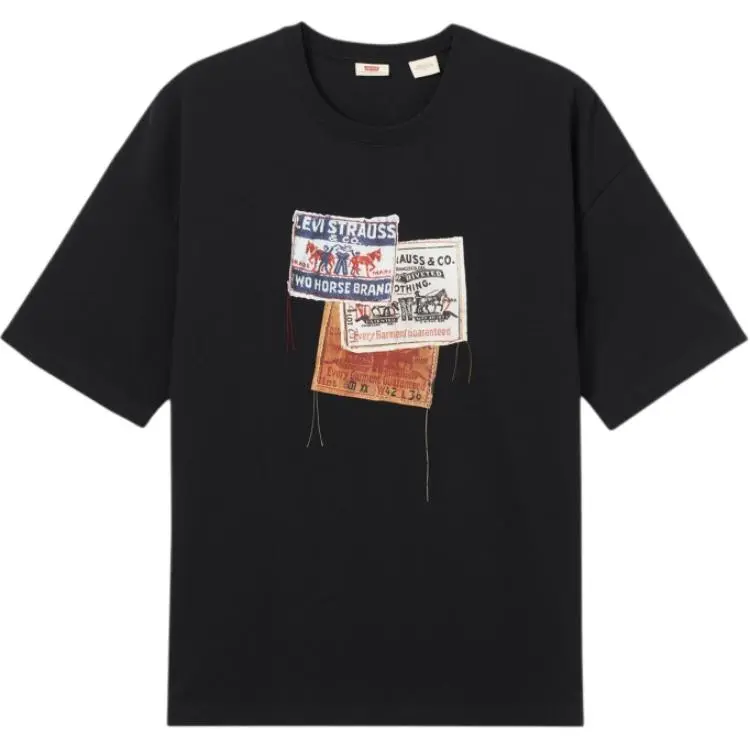 Levi's T-Shirts Men's Black Crew Neck Moderate