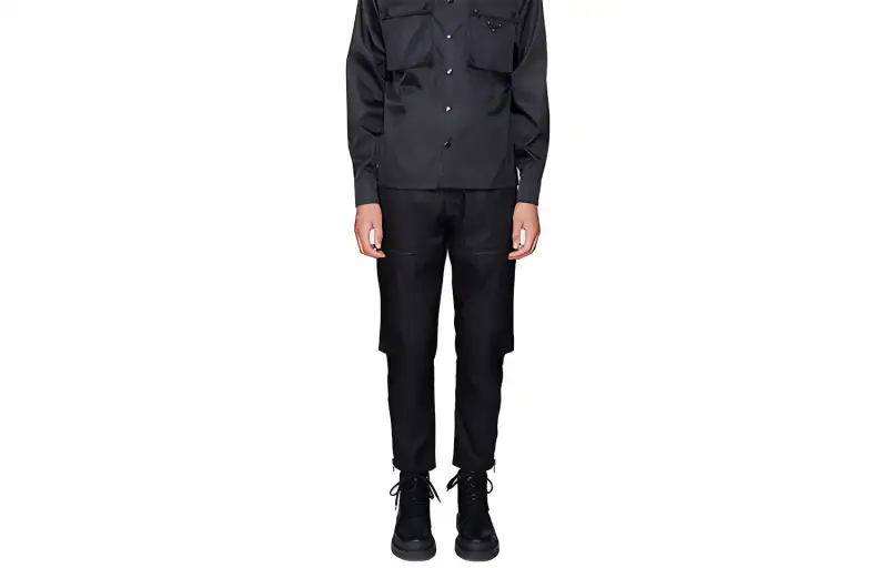 PRADA Casual Pants Men's Black Moderate Straight Fit Pants