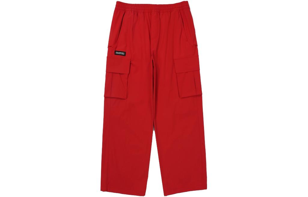 FILA Knitted Sweatpants Unisex Red Moderate Wide Leg Pants