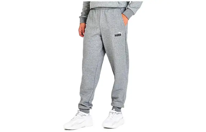 PUMA Knitted Sweatpants Men's Gray Moderate Cuffed Pants