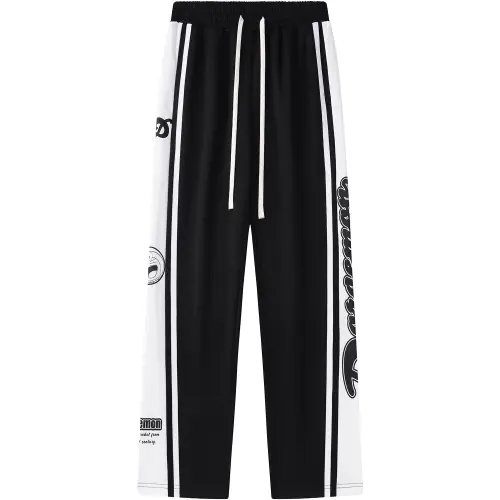 Doraemon Knitted Sweatpants Unisex Black Moderate Straight Fit Pants