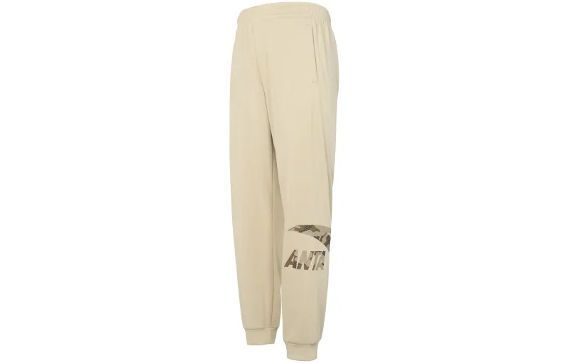 ANTA Life Collection Knitted Sweatpants Men's Fleece Lined Light Smoke Gray 4 Thickened Cuffed Pants
