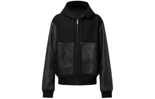 LOUIS VUITTON Blouson Aus Leder Mit Kapuze Jackets & Coats Men's Black