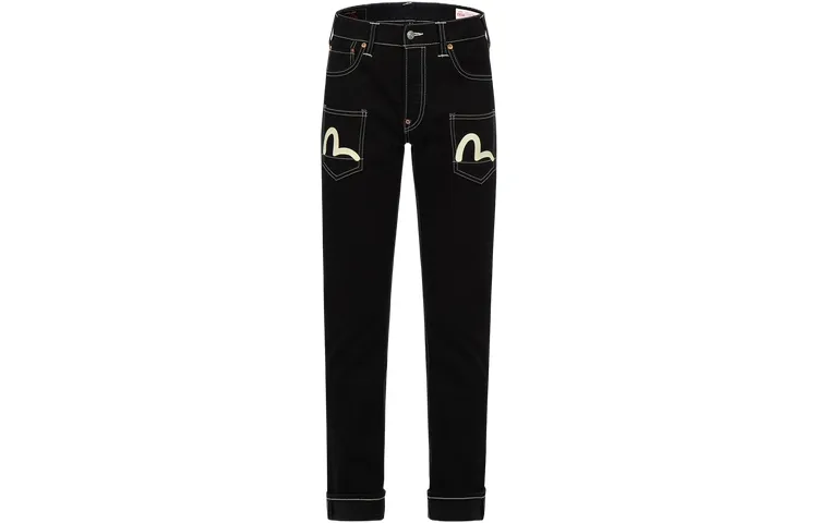EVISU Jeans Men's Black Moderate Straight Fit Pants