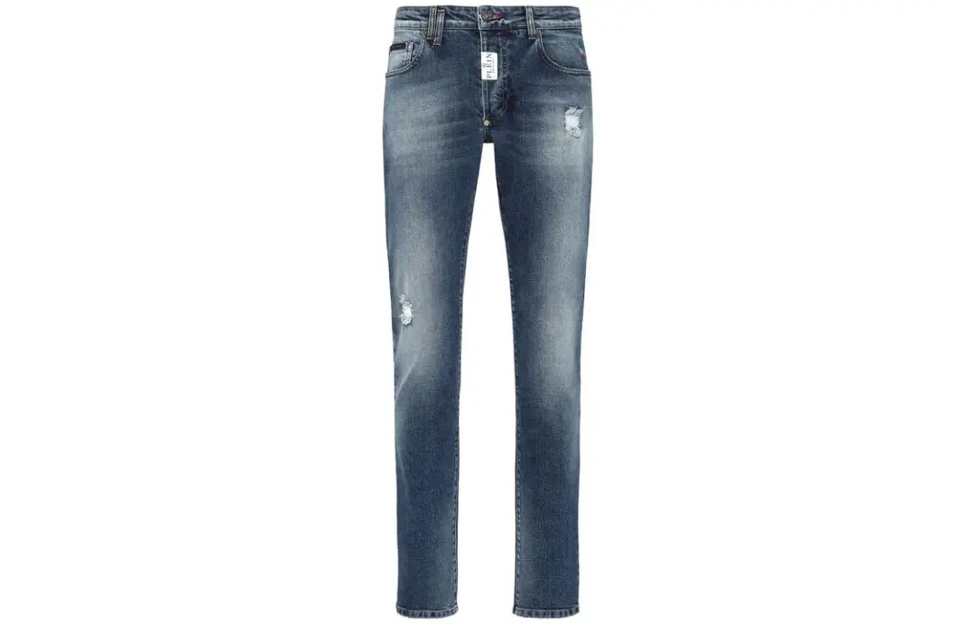 PHILIPP PLEIN Logo Patch Straight Cut Jeans