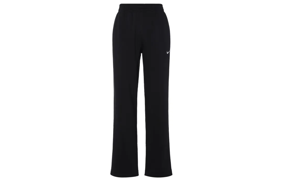 Nike Solid Color Logo Print Fleece Lined Straight Fit Knitted Sweatpants Men's Black