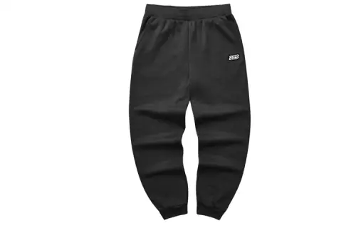 Skechers Solid Color Thickened And Fleece Lined Elastic Cuff Knitted Sweatpants Men's Carbon Black