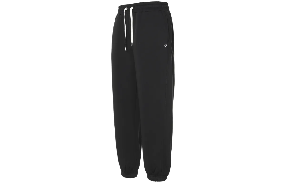 Converse Solid Color Logo Elastic Cuff Thickened And Fleece Lined Knitted Sweatpants Men's Black