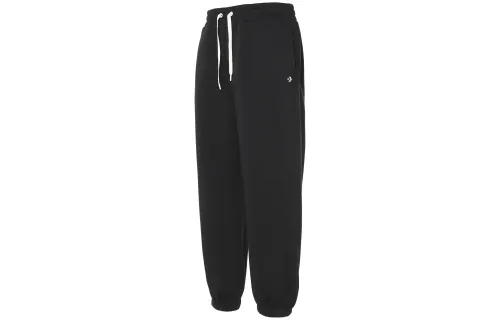 Converse Solid Color Logo Elastic Cuff Thickened And Fleece Lined Knitted Sweatpants Men's Black