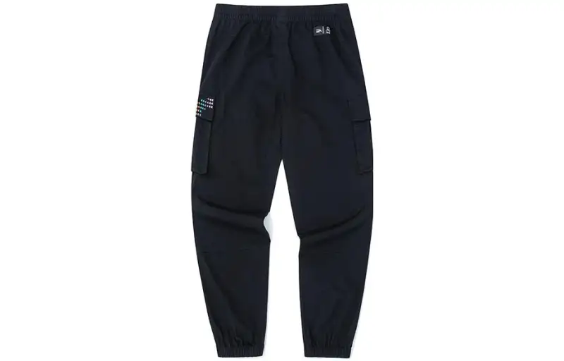 ANTA Knitted Sweatpants Men's Black Moderate Cuffed Pants