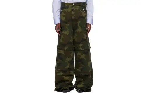 Vetements Jeans Men's Green Moderate Wide Leg Pants