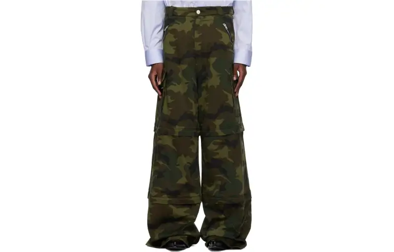Vetements Jeans Men's Green Moderate Wide Leg Pants