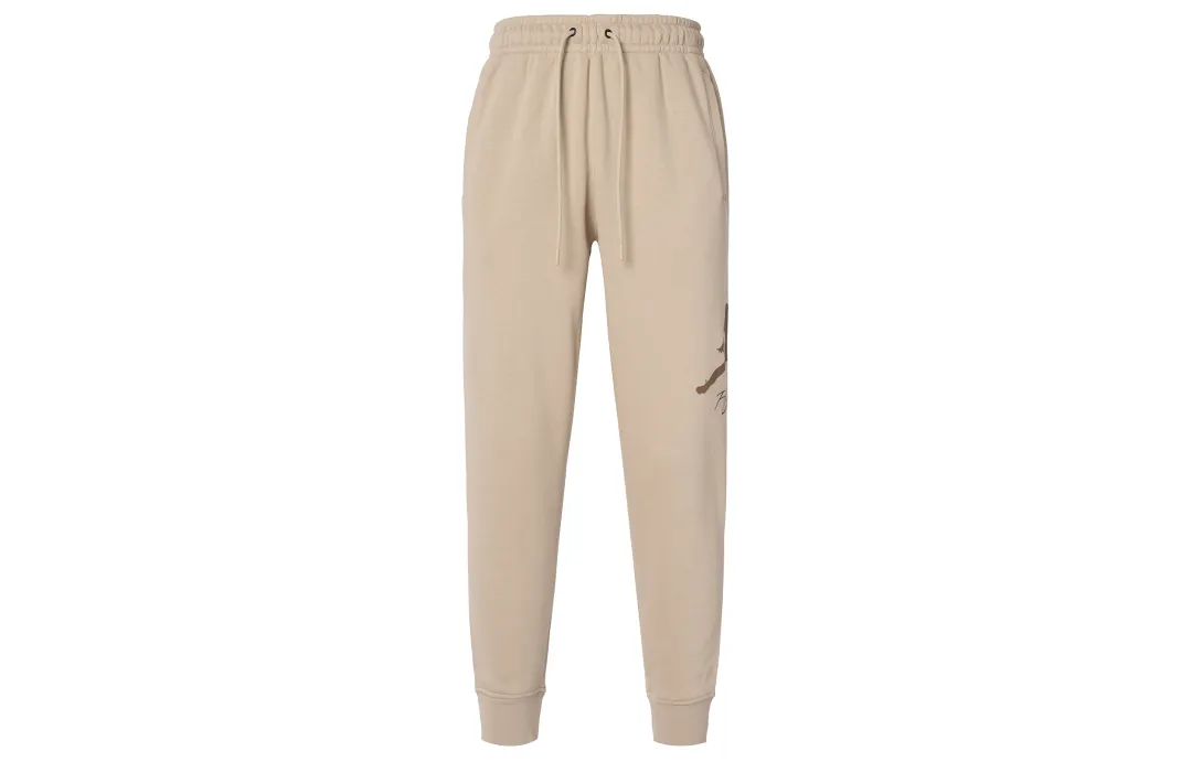 Jordan Essentials Logo Print Lace Up Casual Fleece Lined Elastic Cuff Knitted Sweatpants Men's Phellodendron