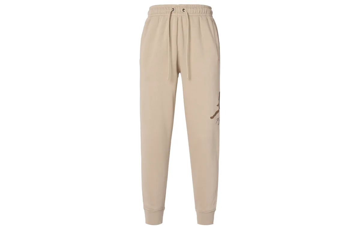 Jordan Essentials Logo Print Lace Up Casual Fleece Lined Elastic Cuff Knitted Sweatpants Men's Phellodendron