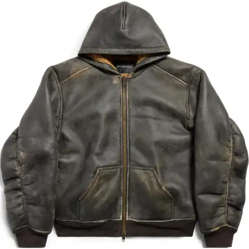 Balenciaga Shearling Zip Up Large Fit Hoodie