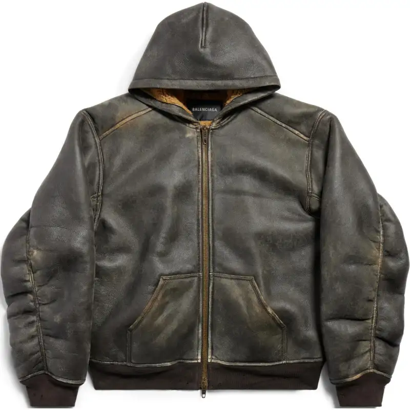 Balenciaga Shearling Zip Up Large Fit Hoodie