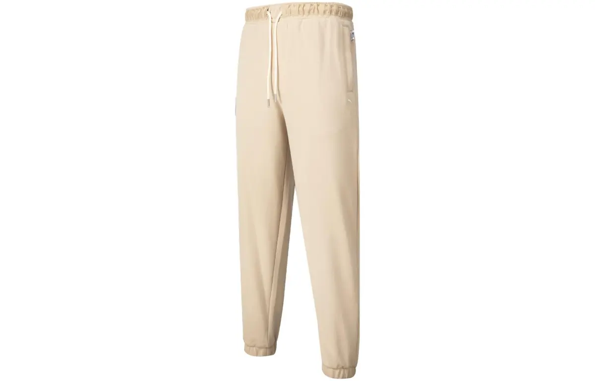 PUMA Knitted Sweatpants Unisex Oat Moderate Cuffed Pants