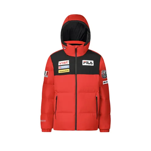 FILA Down Jackets Men's RD Red Hooded Moderate Down Jacket