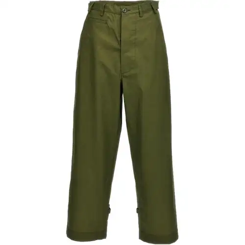 KENZO Logo Patch Mid Rise Wide Leg Trousers