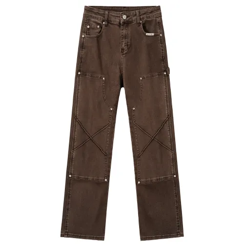 XINYINSU Denim Pants Unisex Coffee