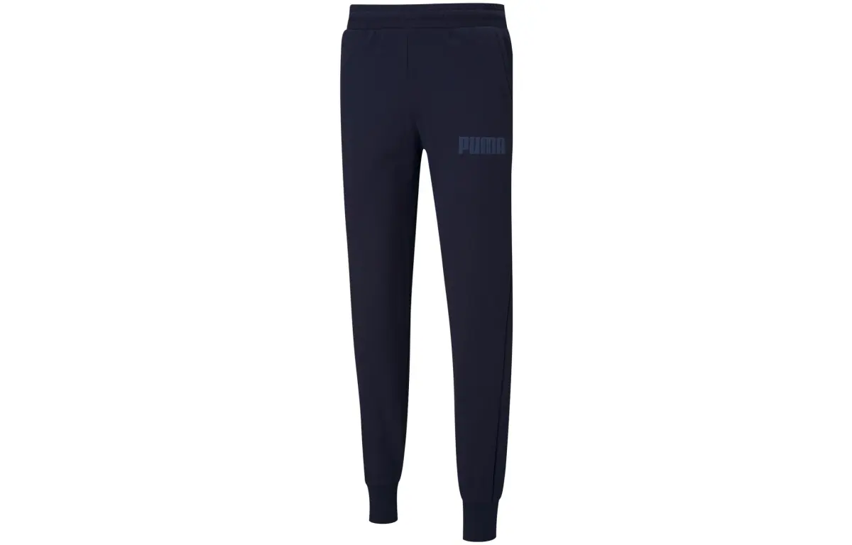 PUMA Knitted Sweatpants Men's Tweed Blue Moderate Cuffed Pants