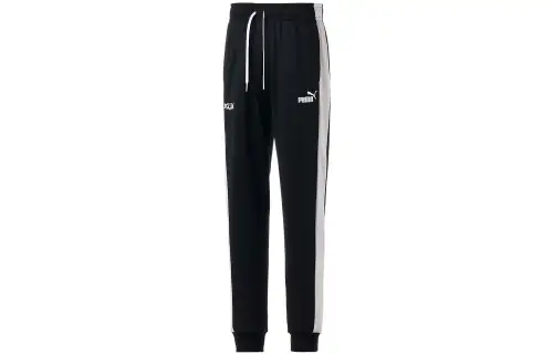 PUMA Knitted Sweatpants Men's Black Moderate Cuffed Pants