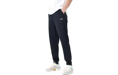 Li Ning Knitted Sweatpants Men's Black Moderate Cuffed Pants