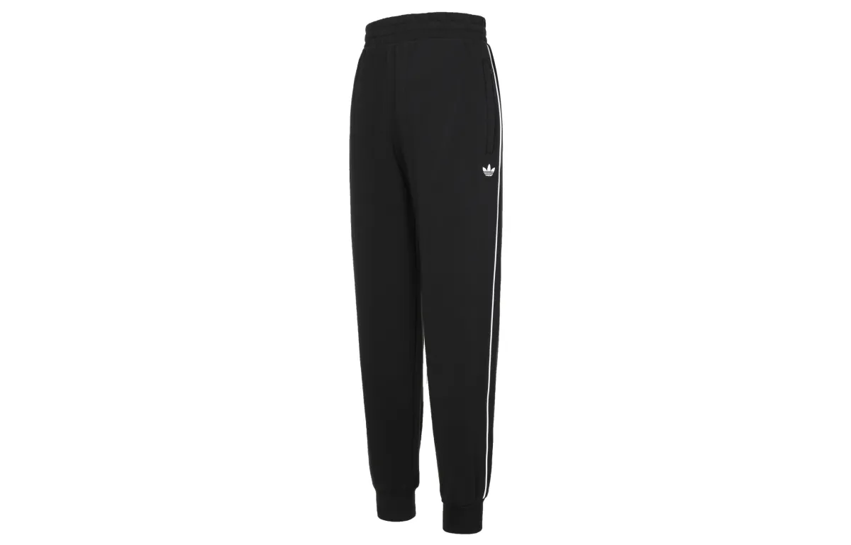 Adidas Originals Knitted Sweatpants Men's Black Moderate Straight Fit Pants