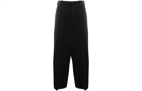 LOEWE Wool Gabardine Cropped Back Buckle Trousers