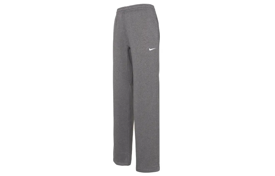 Nike Solid Color Logo Print Fleece Lined Straight Fit Knitted Sweatpants Men's Dark Gray