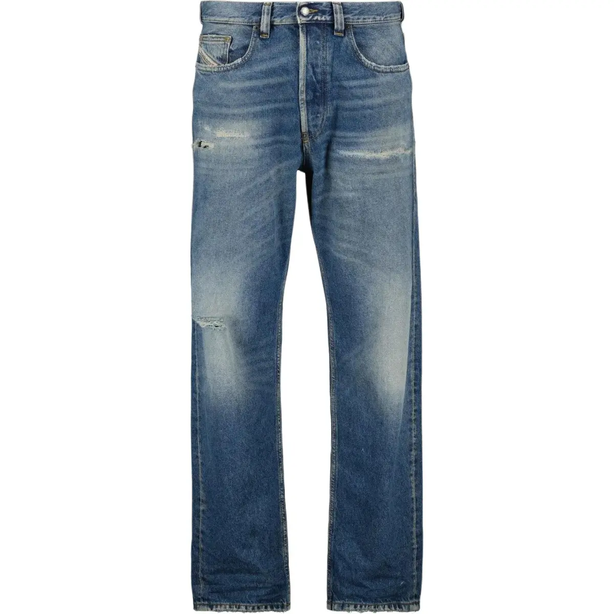 DIESEL Straight Cut Distressed Jeans