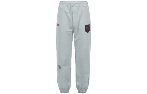 EVISU X ASICS Knitted Sweatpants Men's Heather Gray Moderate Cuffed Pants