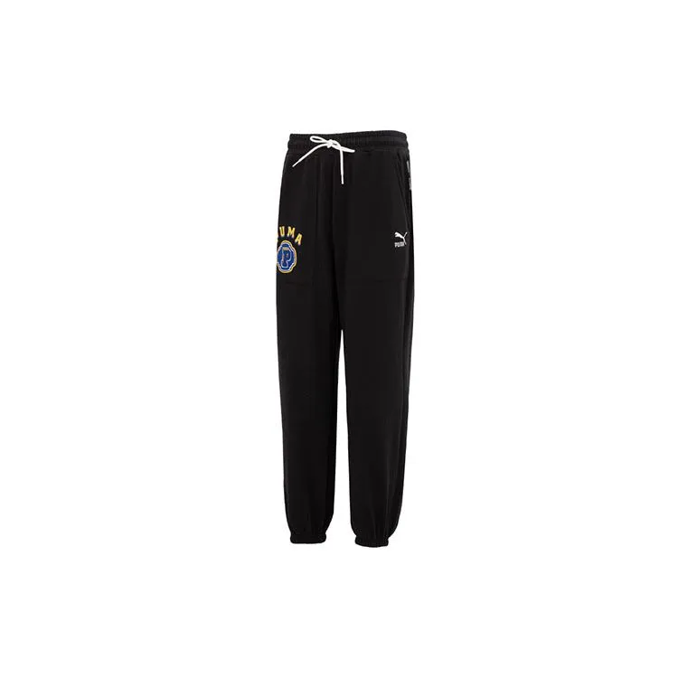 PUMA Knitted Sweatpants Men's Black Moderate Cuffed Pants