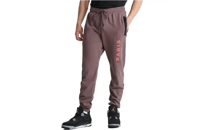 Jordan Knitted Sweatpants Men's Dark Red Moderate Cuffed Pants