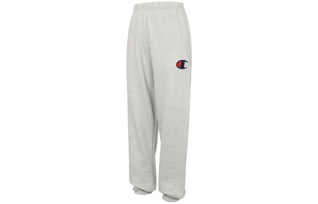 Champion Men'S Life Champion Applique Logo Thickened And Fleece Lined Elastic Cuff Knitted Sweatpants Unisex